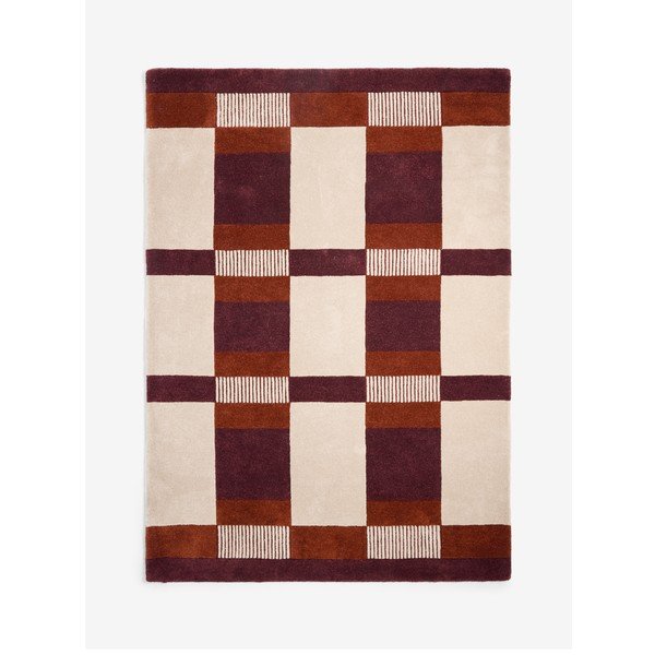 Bordo/krem ručno rađen tepih od recikliranih vlakna 120x170 cm Franka – MADE