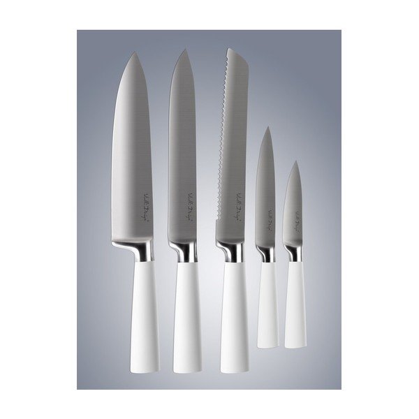 Set noževa sa postoljem i daskom za rezanje - bijeli-image-4