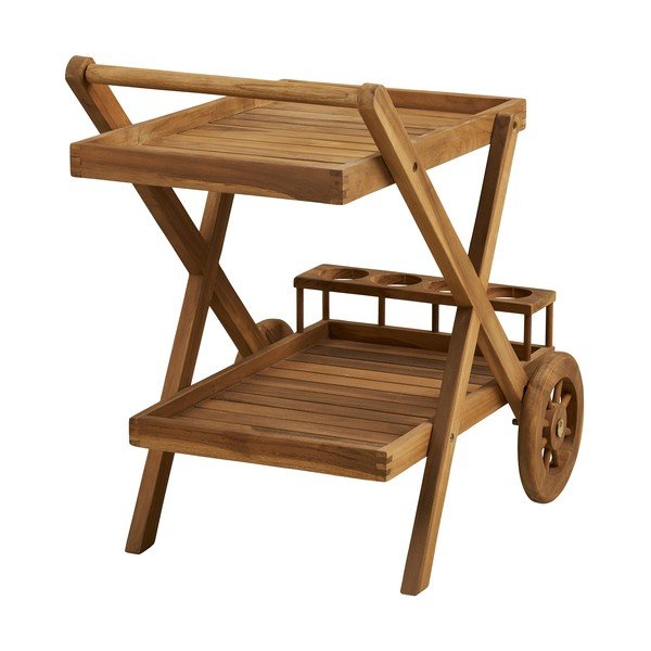 Kolica za posluživanje na kotačima od masivnog drveta 50x86 cm Pasaku – House Nordic-image-3