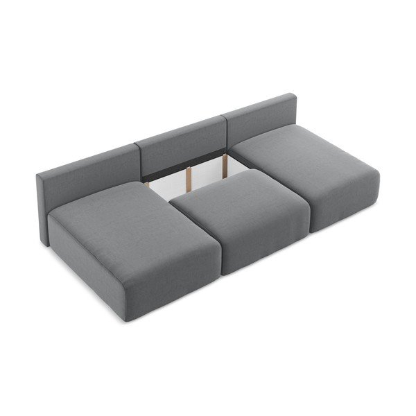 Siva baršunasti sklopiva/s prostorom za odlaganje kutna garnitura (u obliku slova "U") Kalena – Makamii-image-4