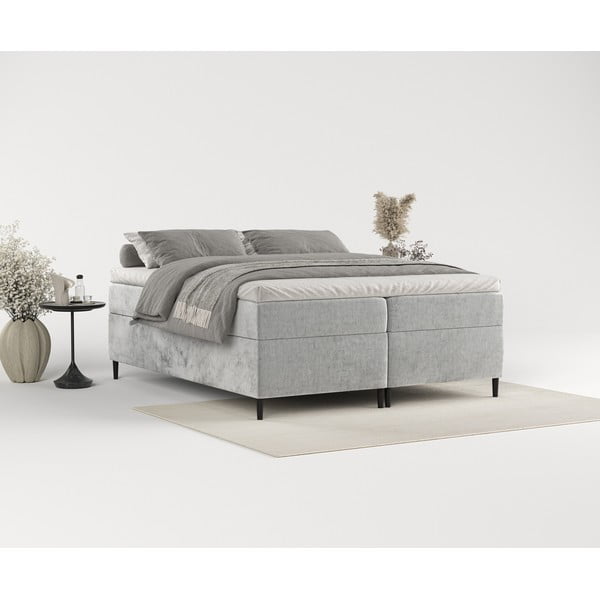 Sivi boxspring krevet s prostorom za pohranu 180x200 cm Araya – Maison de Rêve-image-3