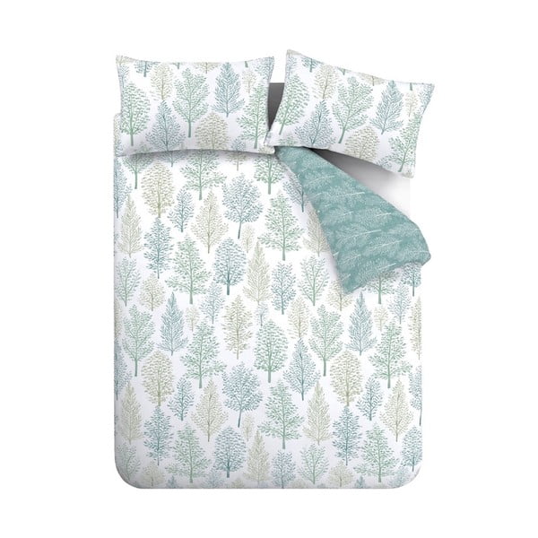 Bijelo-zelena posteljina za krevet 135x200 cm Wilda Tree - Catherine Lansfield
