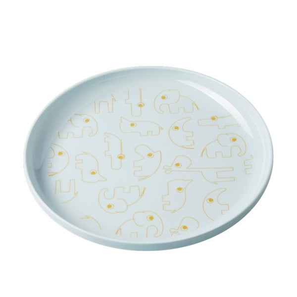 Dječji svijetloplavi tanjur sa žutim detaljima Done by Deer Yummy, Ø 20,5 cm