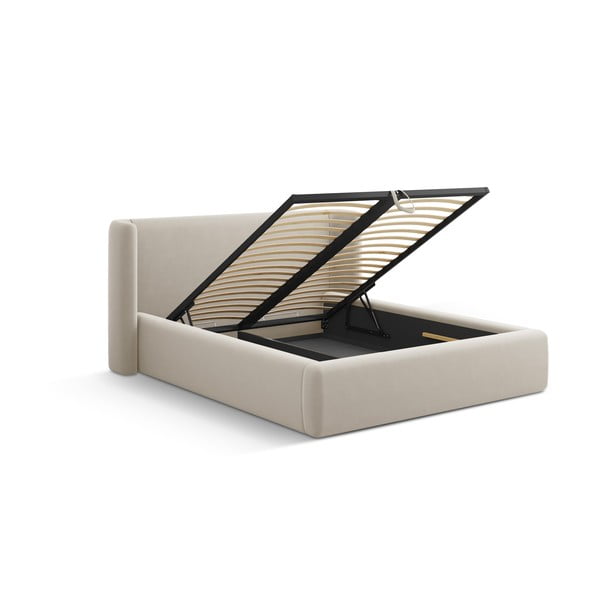 Bež tapecirani bračni krevet s prostorom za odlaganje s podnicom 180x200 cm Jason – Windsor & Co Sofas-image-3