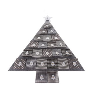 Sivi tekstilni advent kalendar u obliku božićnog drvca, dužina 78 cm