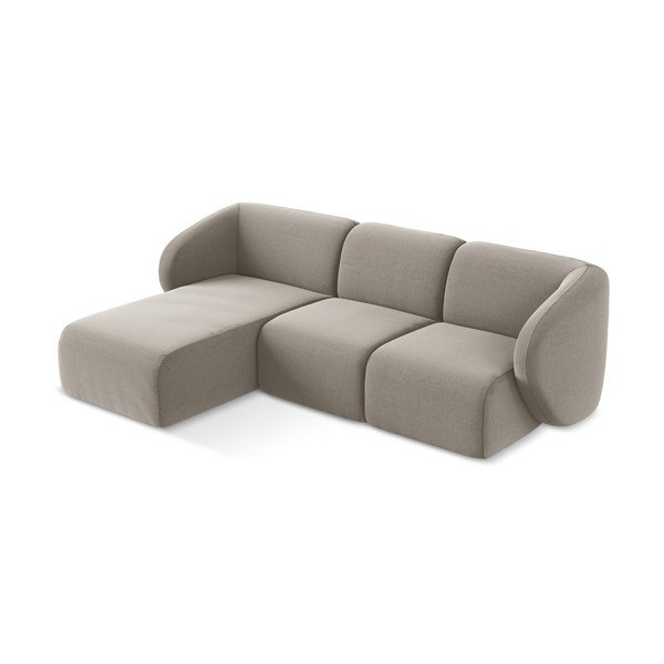 Svjetlo smeđa baršunasti kutna garnitura (s lijevim kutom/s ležaljkom) Lani – Makamii-image-2