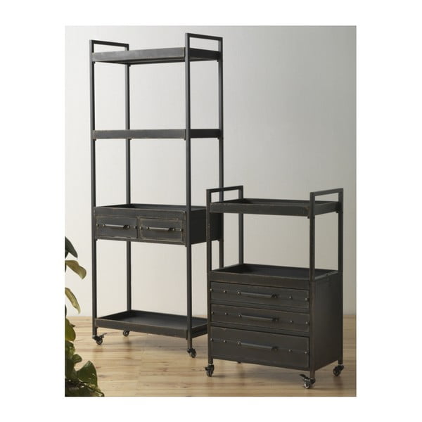 Crna metalna komoda s 3 ladice i s policom Geese Gerome-image-1