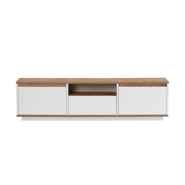 Bijela/u prirodnoj boji TV komoda u dekoru bora 160x42x30 cm Sentinel – Kalune Design-image-3