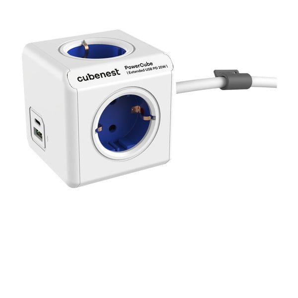 Razdjelnik utičnica 13 cm PowerCube Extended USB Schuko – Cubenest