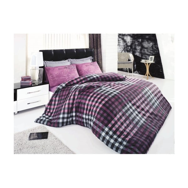 Ljubičasta posteljina za bračni krevet Piazza, 200 x 220 cm
