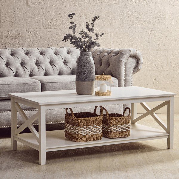 Bijeli stolić za kavu 60x120 cm Heritage – Premier Housewares-image-1