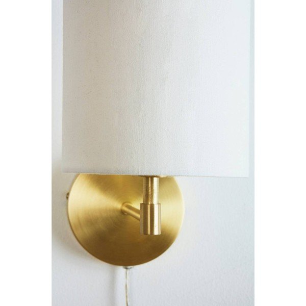 Krem/mjedena tekstilna zidna lampa s utikačem Seth – Jotex-image-3