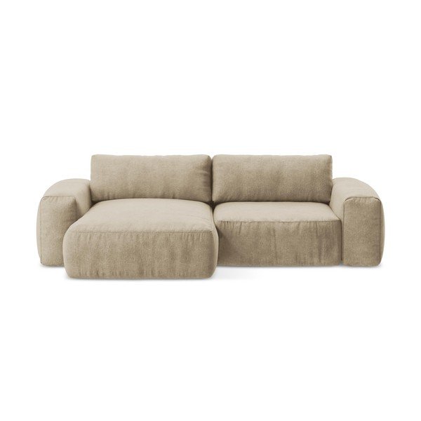 Svjetlo smeđa sklopiva kutna garnitura od šenila (s lijevim kutom/s ležaljkom) Kuki – Makamii