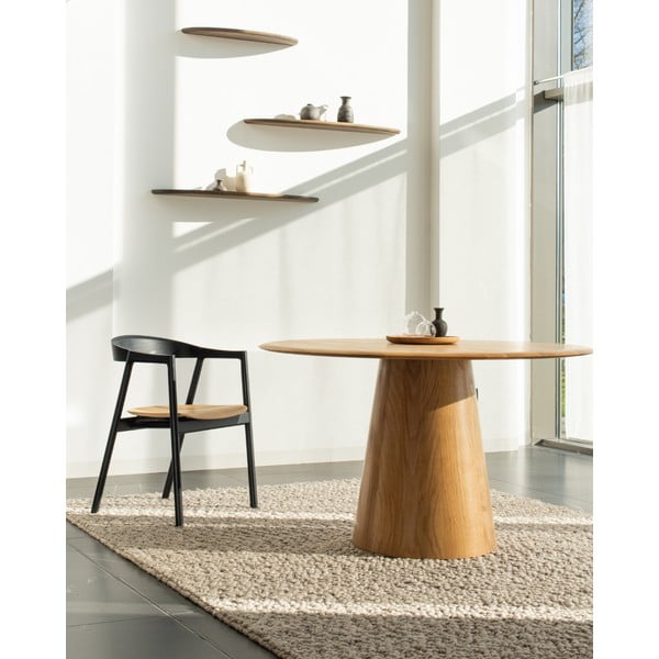 Okrugli blagovaonski stol od punog hrasta u prirodnoj boji ø 126 cm Mushroom – Gazzda-image-3