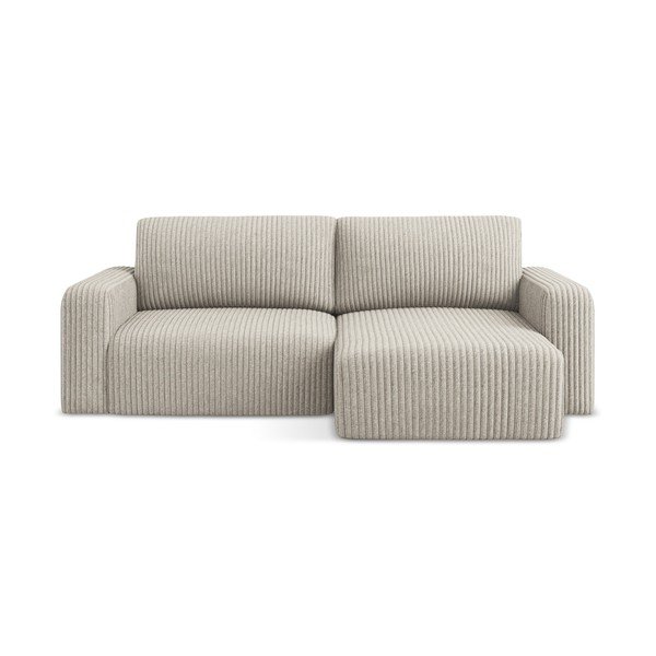 Bež sklopiva/s prostorom za odlaganje kutna garnitura od samta (s desnim kutom/s ležaljkom) Kona – Makamii