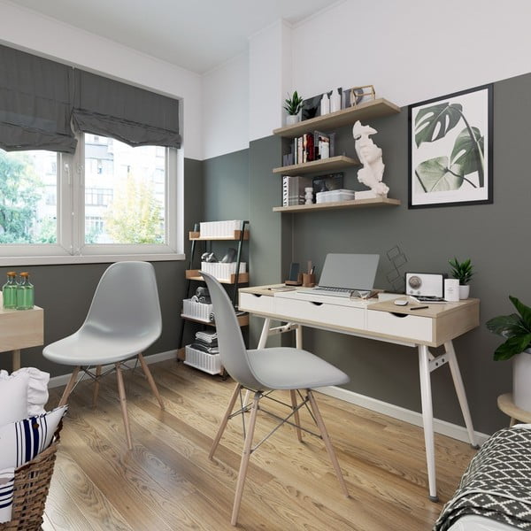 Radni stol s pločom stola u dekoru hrasta 60x120 cm Faryn – Homede-image-1