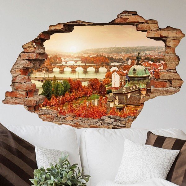 3D zidna naljepnica Ambiance Prague Autumn, 90 x 60 cm-image-1