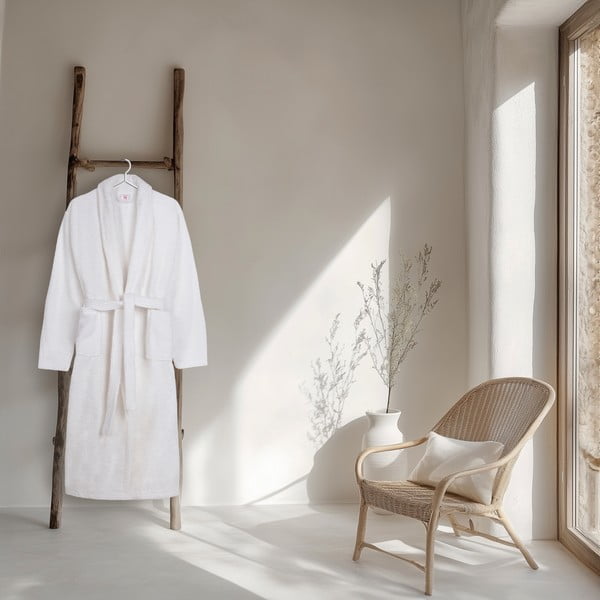 Bijeli pamučan kućni ogrtač XL/XXL Terry – HIP-image-1