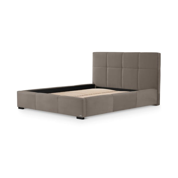 Sivo-smeđi bračni krevet s podnicom i prostorom za odlaganje Guy Laroche Home Fascination, 160 x 200 cm
