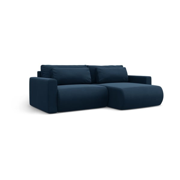 Tamno plava baršunasti sklopiva/s prostorom za odlaganje kutna garnitura Belfast – Cosmopolitan Design-image-2