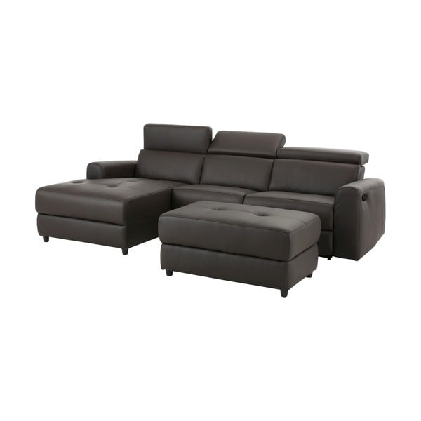 Tamno smeđa kožna kutna garnitura (s lijevim kutom) Capena – Støraa-image-4