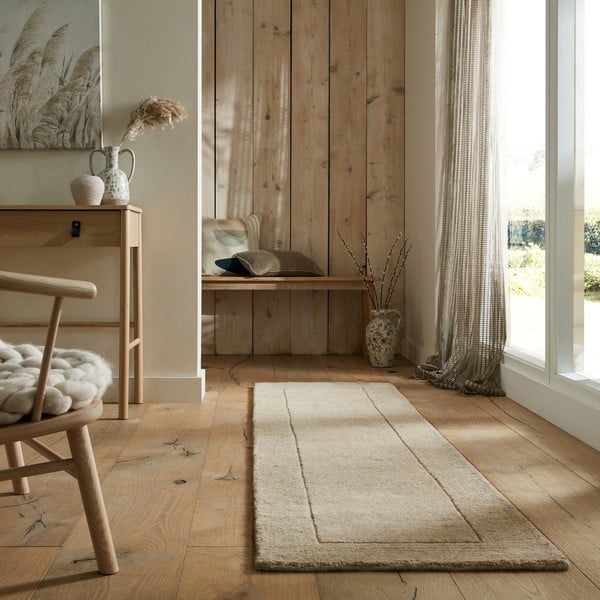 Bež vunena staza 60x230 cm – Flair Rugs-image-1
