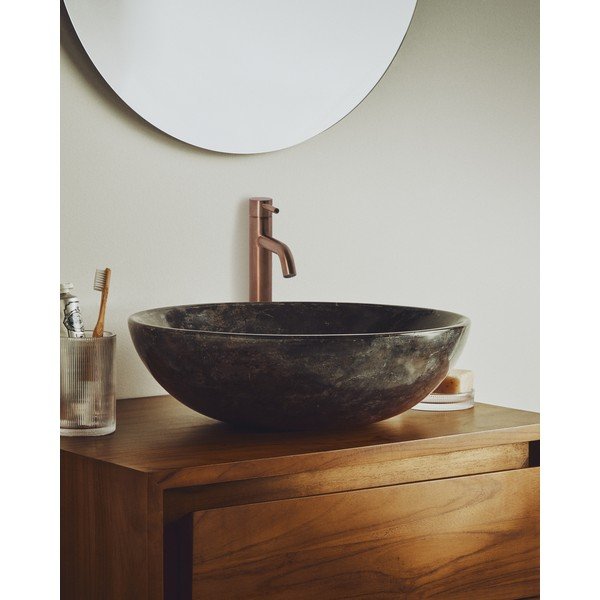 Sivi kameni okrugao umivaonik ø 40 cm Darnen – Kave Home-image-1