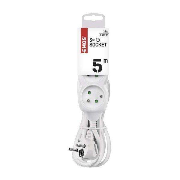 Bijeli produžni kabel s 3 EMOS utičnice, 5m-image-1