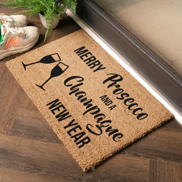 Otirač s božićnim motivom od kokosovih vlakana 40x60 cm Champagne New Year – Artsy Doormats-image-1