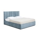 Plavi tapecirani bračni krevet s podnicom i prostorom za odlaganje 180x200 cm Thessa Bold Line – Bonami Selection