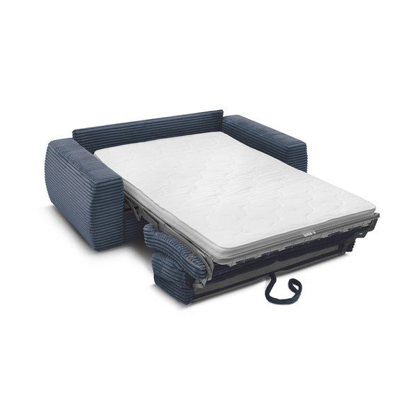 Tamno plava sofa za spavanje/sklopiva od samta 240 cm Hugo – Bobochic Paris-image-3