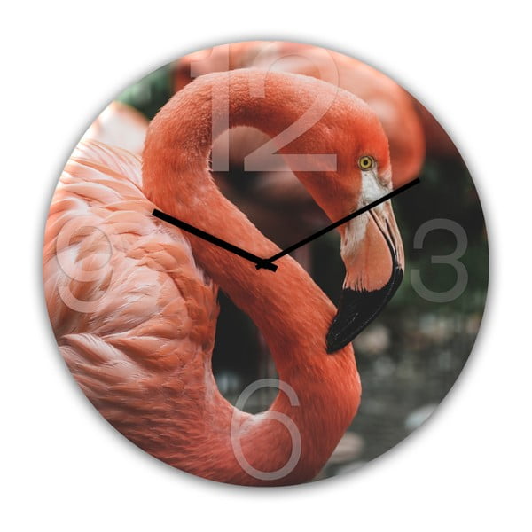 Zidni sat Styler Glassclock Flamingo, ⌀ 30 cm