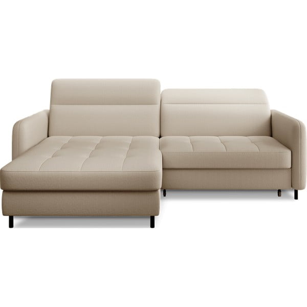 Bež baršunasti sklopiva/s prostorom za odlaganje kutna garnitura (s lijevim kutom/s ležaljkom) Gomsi – ELTAP