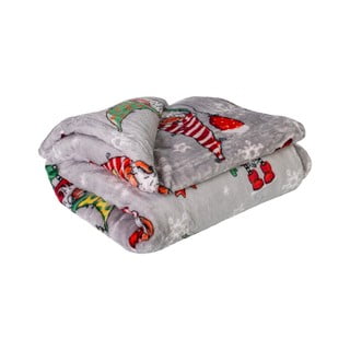 Siva božićna deka od mikropliša 200x150 cm Gnome - My House