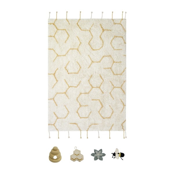 Krem pamučan dječji tepih za igru 90x130 cm Pollination – Lorena Canals