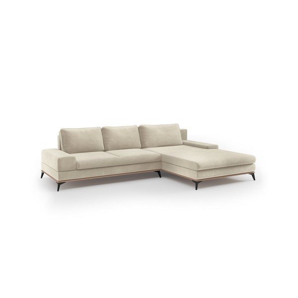 Bež baršunasta kutna garnitura na razvlačenje Windsor &Co Sofas Astre, desni kut-image-2