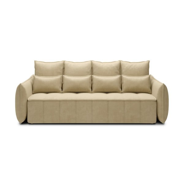 Bež baršunasti sklopiva/s prostorom za odlaganje sofa 242 cm Weltton – ELTAP