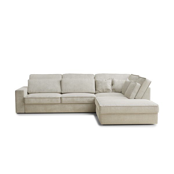 Sivo-bež kutna garnitura od šenila (s desnim kutom/u obliku slova L) Kirou – Maison de Rêve