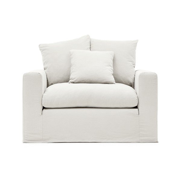 Bijela lanena fotelja Nora – Kave Home-image-2