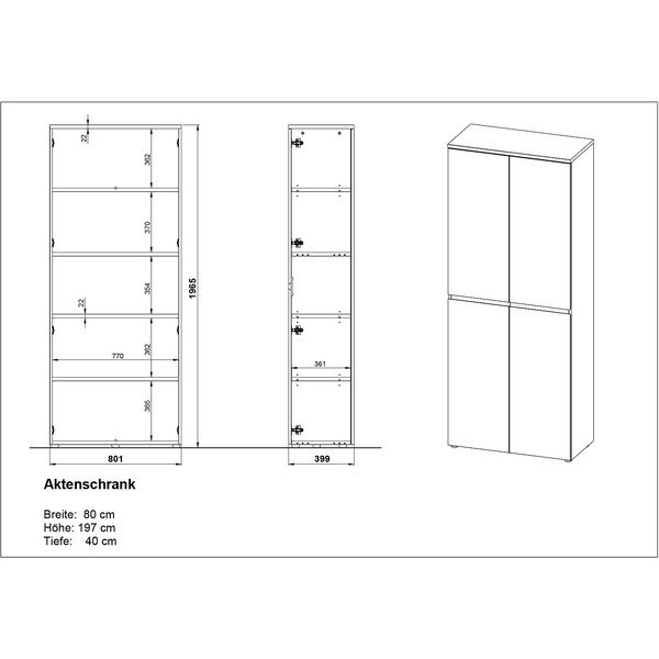 Krem komoda u mat dekoru 80x197x40 cm Lissabon – Germania-image-4