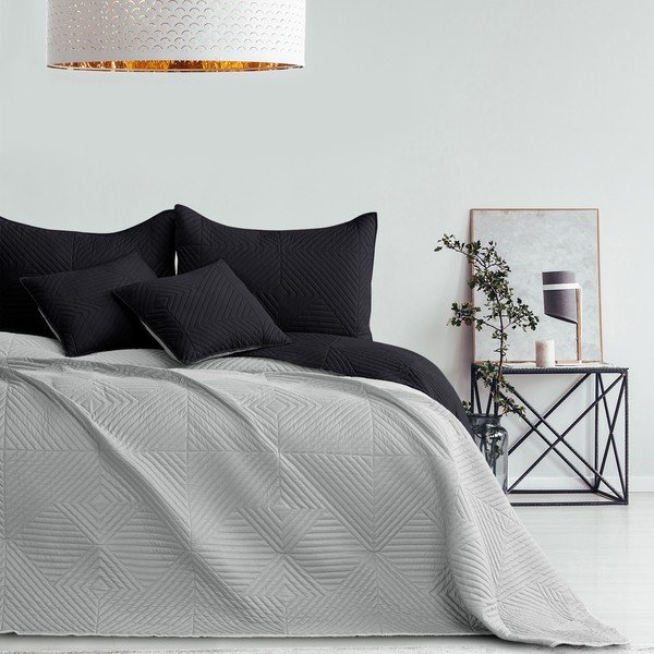 Crni/svijetlo sivi prošiven prekrivač od mikrovlakana 240x260 cm Softa – Restilo-image-3