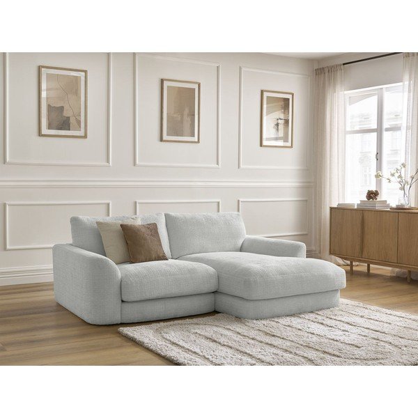 Svijetlo siva kutna garnitura od šenila (s desnim kutom/s ležaljkom) Leonore – Bobochic Paris-image-4