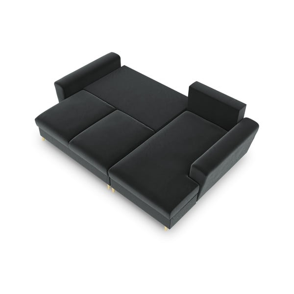 Tamno siva baršunasti sklopiva/s prostorom za odlaganje kutna garnitura (s desnim kutom/s ležaljkom) Kyoto – Cosmopolitan Design-image-2