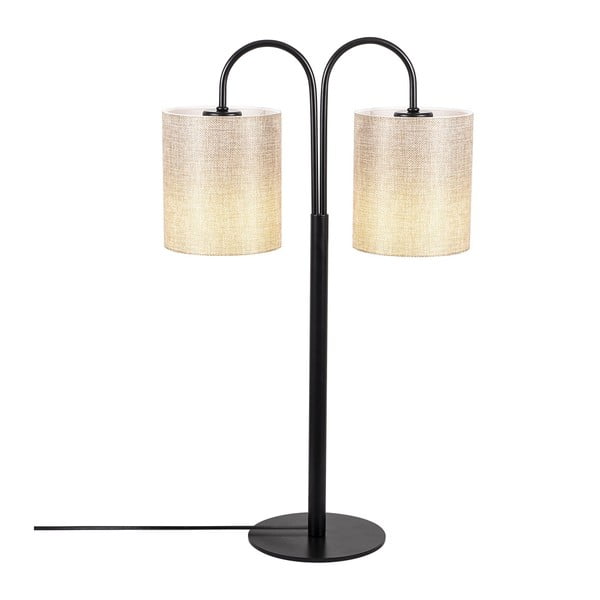Crna metalna stolna lampa s krem sjenilima Opviq svjetla Sifi-image-3