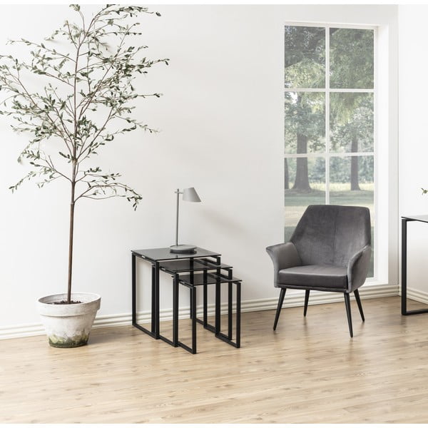 Skup od 3 crne konferencijske stolove s željeznim nogama Acton Katrine-image-2