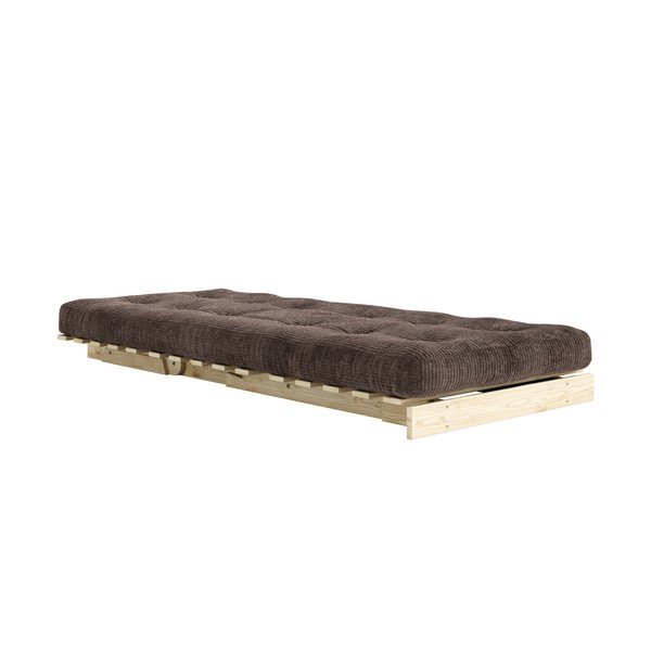 Tamno smeđa futon fotelja na rasklapanje od samta Roots – Karup-image-1