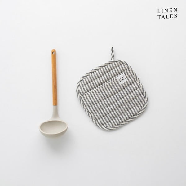 Lanena kuhinjska rukavica Thin Black Stripes – Linen Tales
