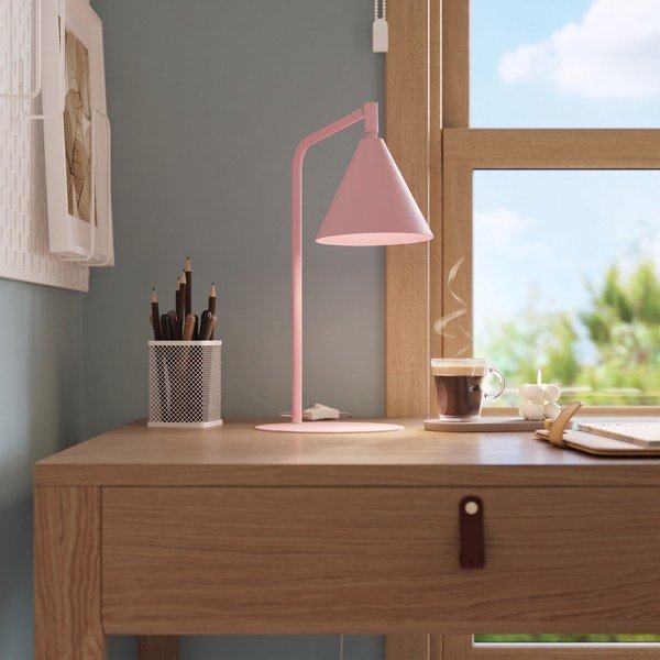 Ružičasta željezna stolna lampa sa savitljivom konstrukcijom (visina 35 cm) Zylo – Sollux-image-1