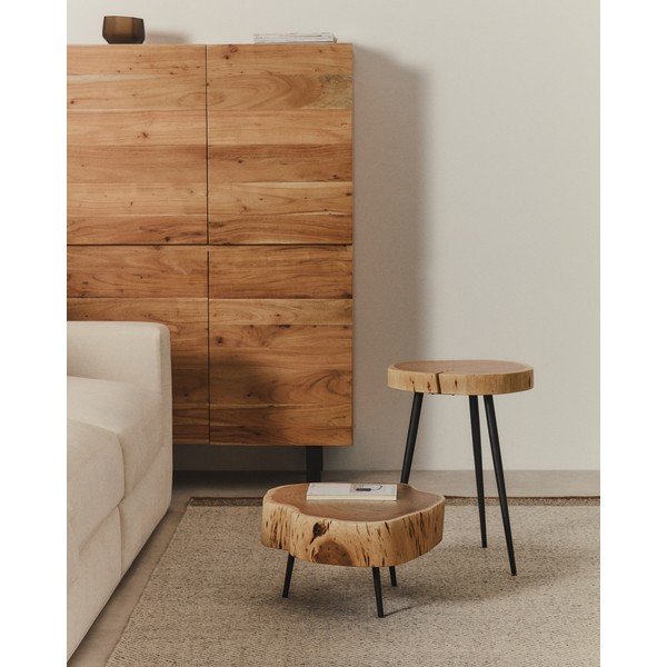 Okrugao stolić za kavu s pločom stola od bagrema u prirodnoj boji 49x47 cm Tanive – Kave Home-image-1