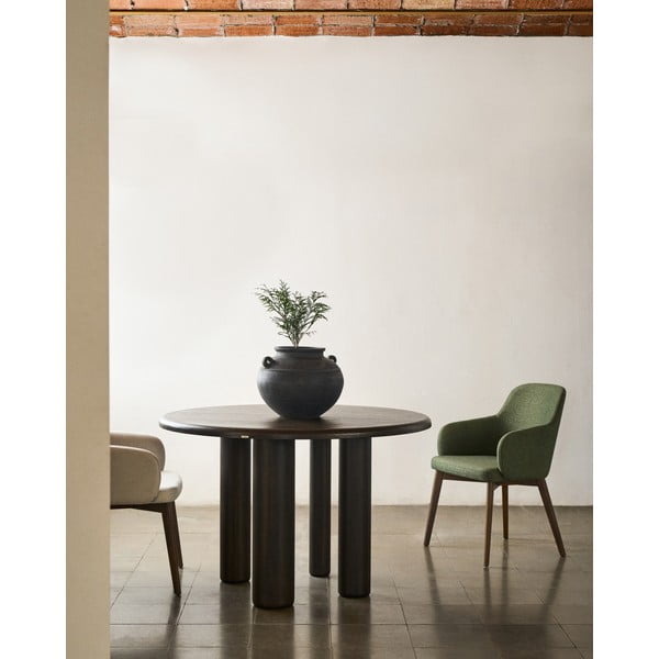 Tamno zelena podstavljena blagovaonska stolica s naslonima za ruke Nelida – Kave Home-image-2